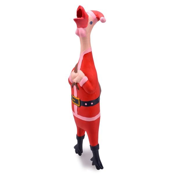 Red Classic Rubber Chicken Shape Squeaky Duck Christmas Chew Pet Dog Latex Chicken Toys for Dog Toy